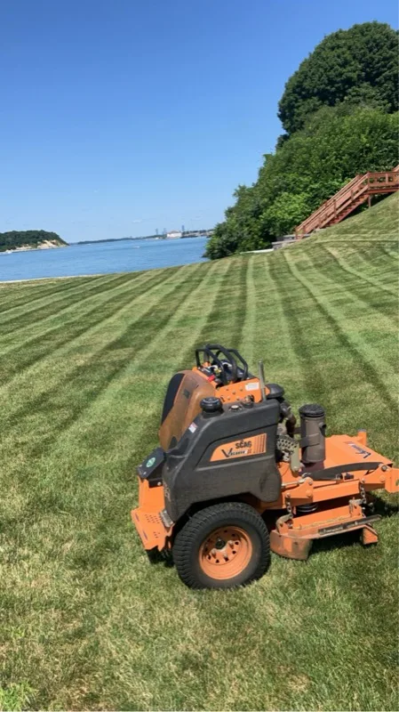Freshly mowed lawn with ocean view